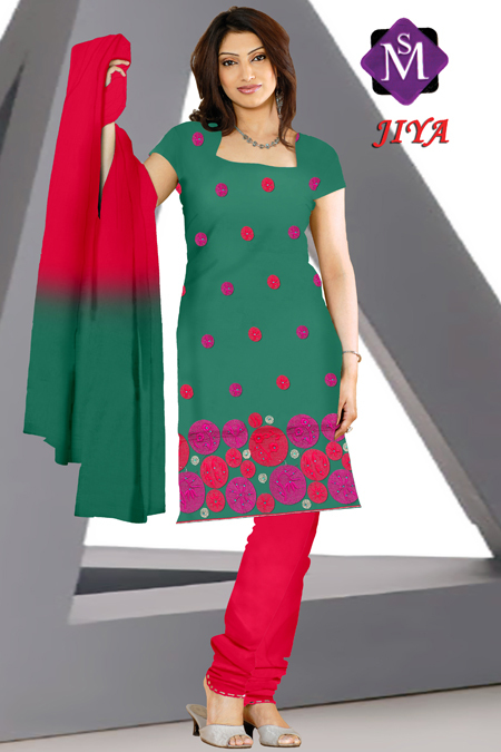 Jiya - Cotton Salwar Kameez, Green, Floral Embroidery | Elegant Design, Comfortable Fit, Easy Wash, Shrink-Free