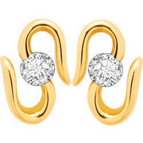 10K GOLD SOLITAIRE LOOK AMERICAN DIAMOND EARRINGS SOLE4