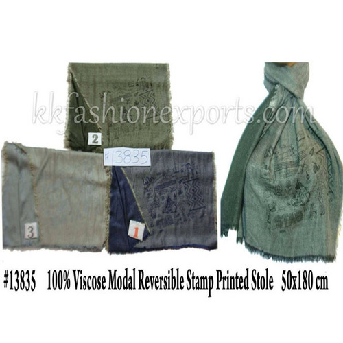 Viscose Modal Reversible Stamp Printed Stole