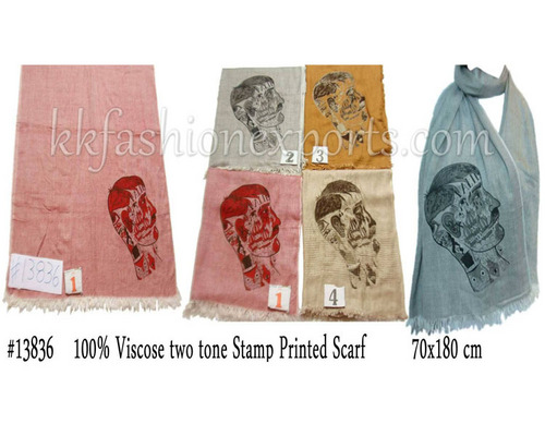 Viscose Two Tone Stamp Printed Scarf