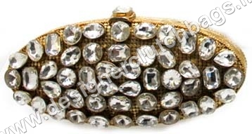 FAVOLA Big Size Crystal Studded Brass Clutch Bags