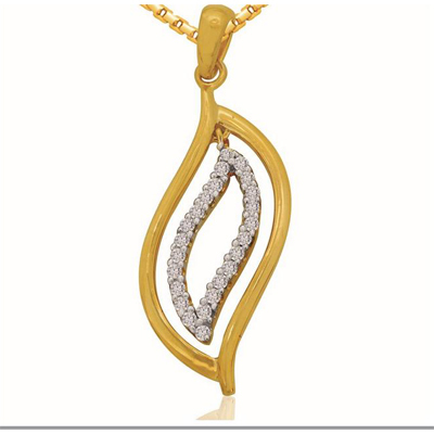 Ag American Diamond TRADITIONAL DUAL LEAF SHAPE PENDANT # KIP0001