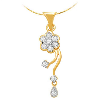 Ag American Diamond FANCY DANGLLING FLOWER PENDANT # KIP0004