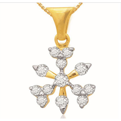 Ag American Diamond BEAUTIFUL SNOW FLAKES SHAPE DIAMOND PENDANT # KIP0005