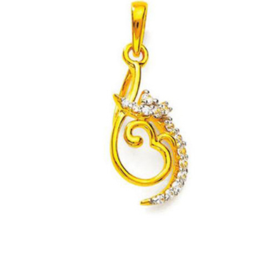 Ag American Diamond TRADITIONAL OM SHAPE PENDANT # KIP0018