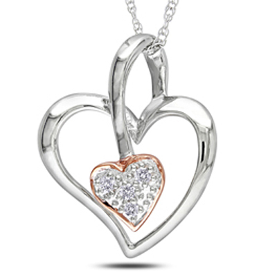 Ag American Diamond BEAUTIFUL DANGLLING HEART SHAPE PENDANT # KIP0021