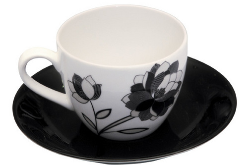 Cup Saucer - Fine Bone China, 8cm Diameter, Black and White | Elegant Design, Scratch Resistant, Chip Resistant
