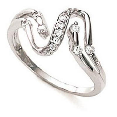 Ag American Diamond TWISTED SNAKE SHAPE RING # KIR0010
