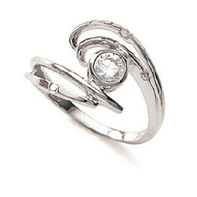 Ag American Diamond ATTRACTIVE CENTER STONE SHAPE RING # KIR0012