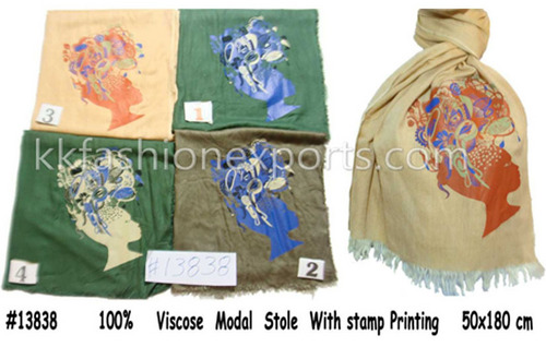 Viscose Modal Stole with Stamp Printing