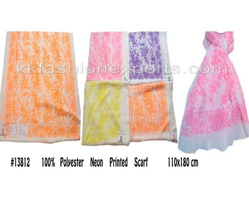 Polyester Neon Printed Scarf