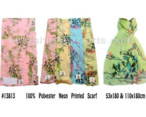 Polyester Neon Printed Scarf