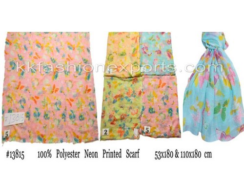 Polyester Neon Printed Scarf