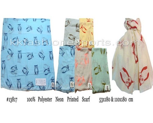 Polyester Neon Printed Scarf