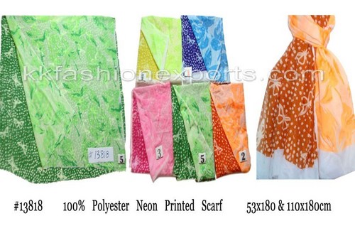 Polyester Neon Printed Scarf