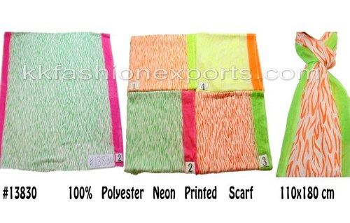 Polyester Neon Printed Scarf