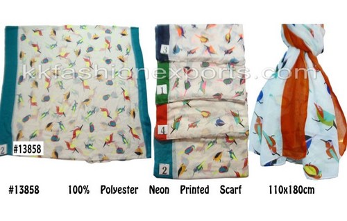 Polyester Neon Printed Scarf