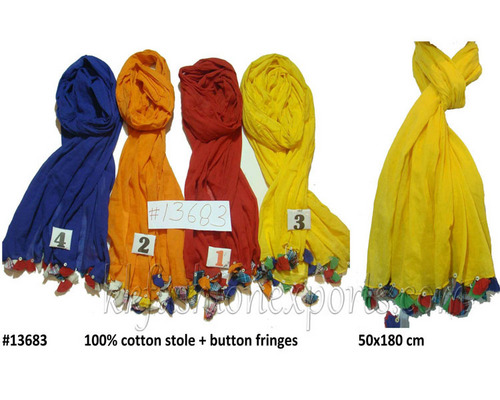 Cotton Stole & Button Fringes