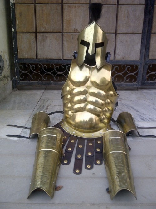 MEDIEVAL HALLOWEEN FULL BRASS COSTUME COLLECTIBLE PROP