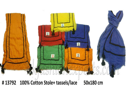 Cotton Stole & Tassels / Lace