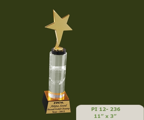 Trophies & Souvenir Mementos - Metal & Acrylic, Multiple Sizes, Gold Silver Bronze | Customizable Engraved Printed Designs