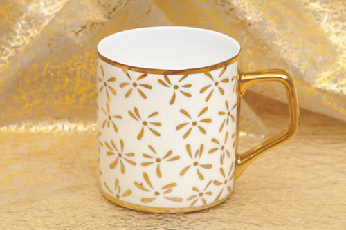 Director Mug - Bone China 350ml White, Gold-Plated Handle, Embossed Print, Dishwasher Microwave Safe