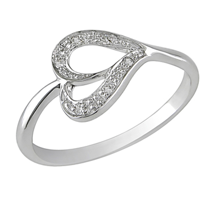 Ag American Diamond Stunning Beautiful Heart Shape Diamond Ring KIR0031 - 18k Yellow Gold Plated Silver, 12 American Diamonds, Elegant Heart Design, Warranty Included