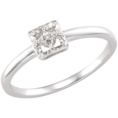 Ag American Diamond BEAUTIFUL CUBE SHAPE DIAMOND RING # KIR0037