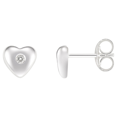 Ag American Diamond CLASSIC SIMPLE HEART SHAPE EARRING # KIE0021