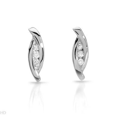 Ag American Diamond Antic Fancy Look Diamond Earring KIE0027 - 18k Yellow Gold Plated Silver, 10-15 mm, 6 Diamonds | Elegant Design, Gift Box, Authenticity Certificate