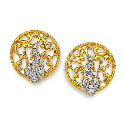 Ag American Diamond ANTIC CRAFTED PECACOK DIAMOND EARRING # KIE0033