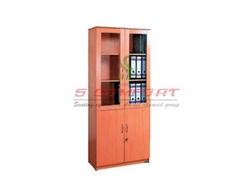 Cupboard - Wood, 72x36x18 Inches, Orange | 2 Glass Doors, 5 Shelves, Ample Storage, Durable, Stylish Design