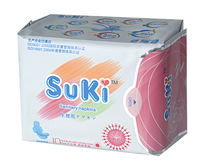 Day use sanitary napkin with patent anion strips