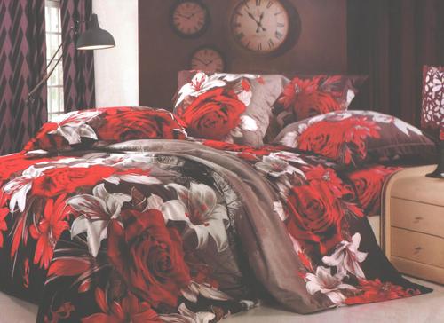 Magical Red Floral Print with 3D Effect BedSheet