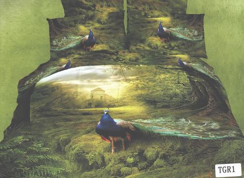 Peacock Print 3D Effected BedSheet