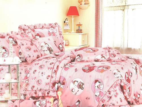 Baby Pink Color Cartoon Printed BedSheet