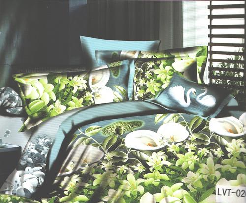 White Floral And Swan Printed BedSheet