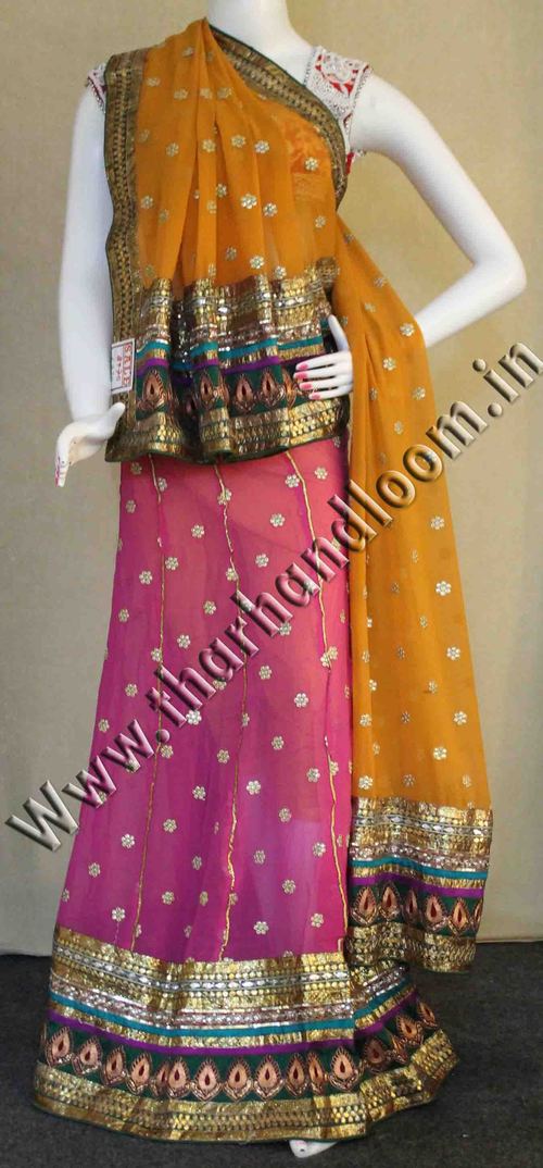 Pink With golden lehenga