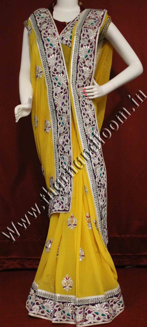 Contemporary Silver Work Saree