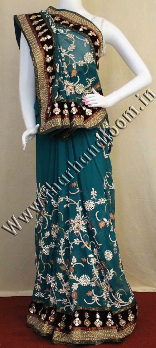 Spectacular dark Green Saree