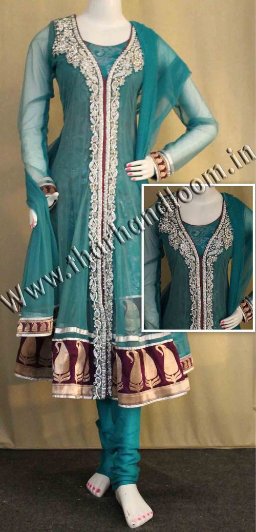 Entirely light blue anarkali suit