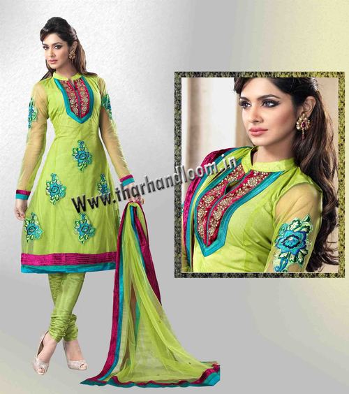 Parrot green anarkali