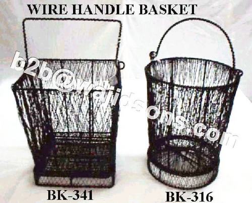 Round Wire Bucket Black - Metal Wire, 21.59x24.13x34.29 CM, Durable Portable Stylish