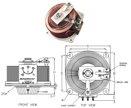 Variac - Single Phase Flush Back of Panel, Open Variac - Single Phase Flush Back of Panel, Open
