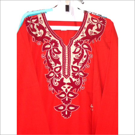 Designer Women Wear - High-Grade Fabric, Multiple Sizes, Red | Elegant V-Neck, Embroidered Pattern, Long Sleeves, Comfortable Fit