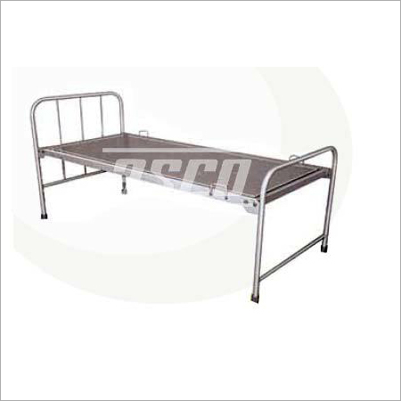 Hospital Bed Plain - Mild Steel, 206L x 90W x 60H cm, Grey | Tubular Head & Foot Bows, Four I.V. Rods, Epoxy Powder Coating
