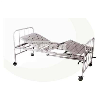 Hospital Fowler Bed Code MF3301 - Mild Steel, 210x90x60 cms | Manual Two Functions, Four Sections, Epoxy Coated, 125mm Castors with Brakes