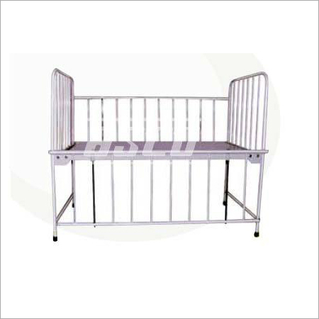 Pediatric Bed - Mild Steel, 137x76x60 cm, White | Collapsible Side Railings, Epoxy Powder Coated, Space Saving