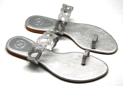 FAVOLA Crystallized Silver Shoe - Silver Fabric, Size Range 5-10 | Lightweight, Slip-on, Crystal Embellishments, Elegant Design