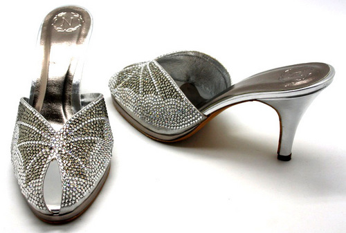 FAVOLA Crystallized Silver Butterfly Shoe